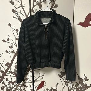 Streetwear Society Size Small Black & White Stripes Long Sleeve Crop Top $30